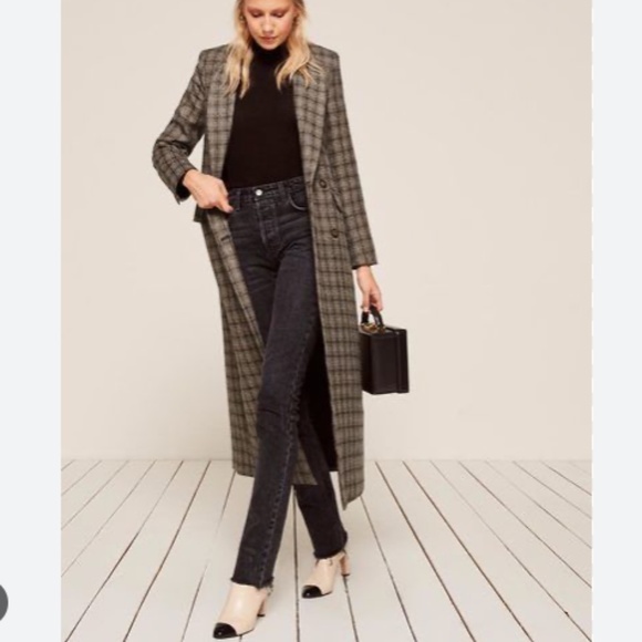 Reformation Jackets & Blazers - Reformation Hackney Long Coat Gray Plaid Size X Small Long Sleeve